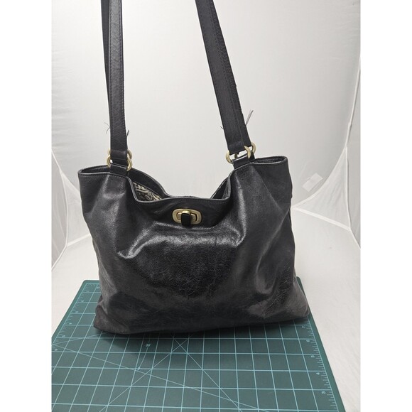 HOBO The Original Black Genuine Leather Large Tote Shoulder Bag Vintage - Picture 1 of 14